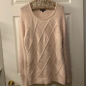 AMERICAN EAGLE OUTFITTERS TUNIC SWEATER PALE BLUSH SZ XL OPEN WEAVE COT-WOOL-ACY